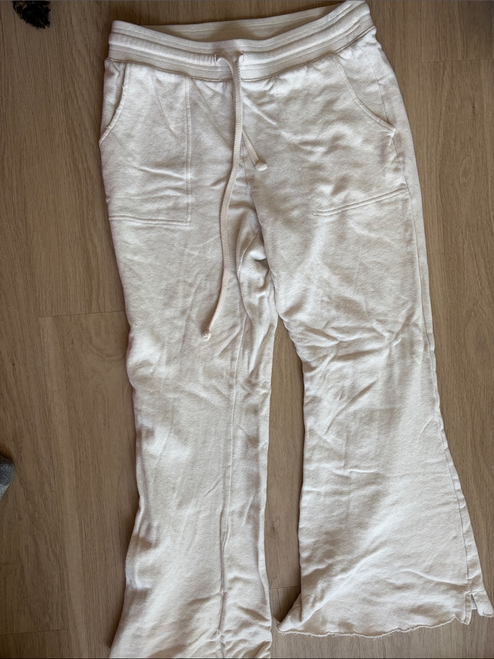 aerie Ivory Cozy Lounge Bottoms with Drawstring Waist